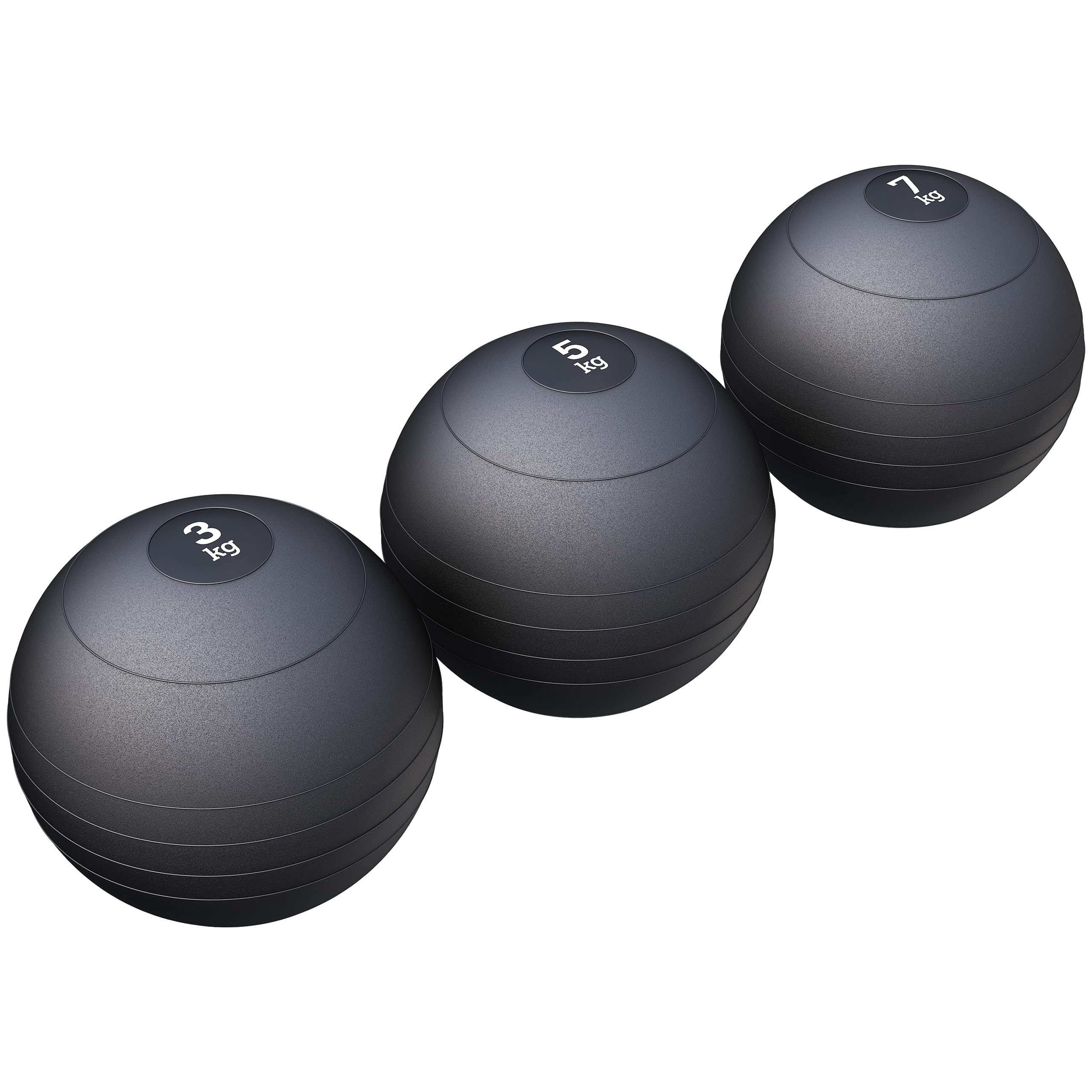 GORILLA SPORTS® Slam Ball - No Bounce, 3kg, 5kg, 7kg, 10kg, 15kg, 20kg, Single or Set, Textured Grip, Black - Medicine Ball, Strength Training Equipment, Core Exercises, Home Gym Fitness Workout