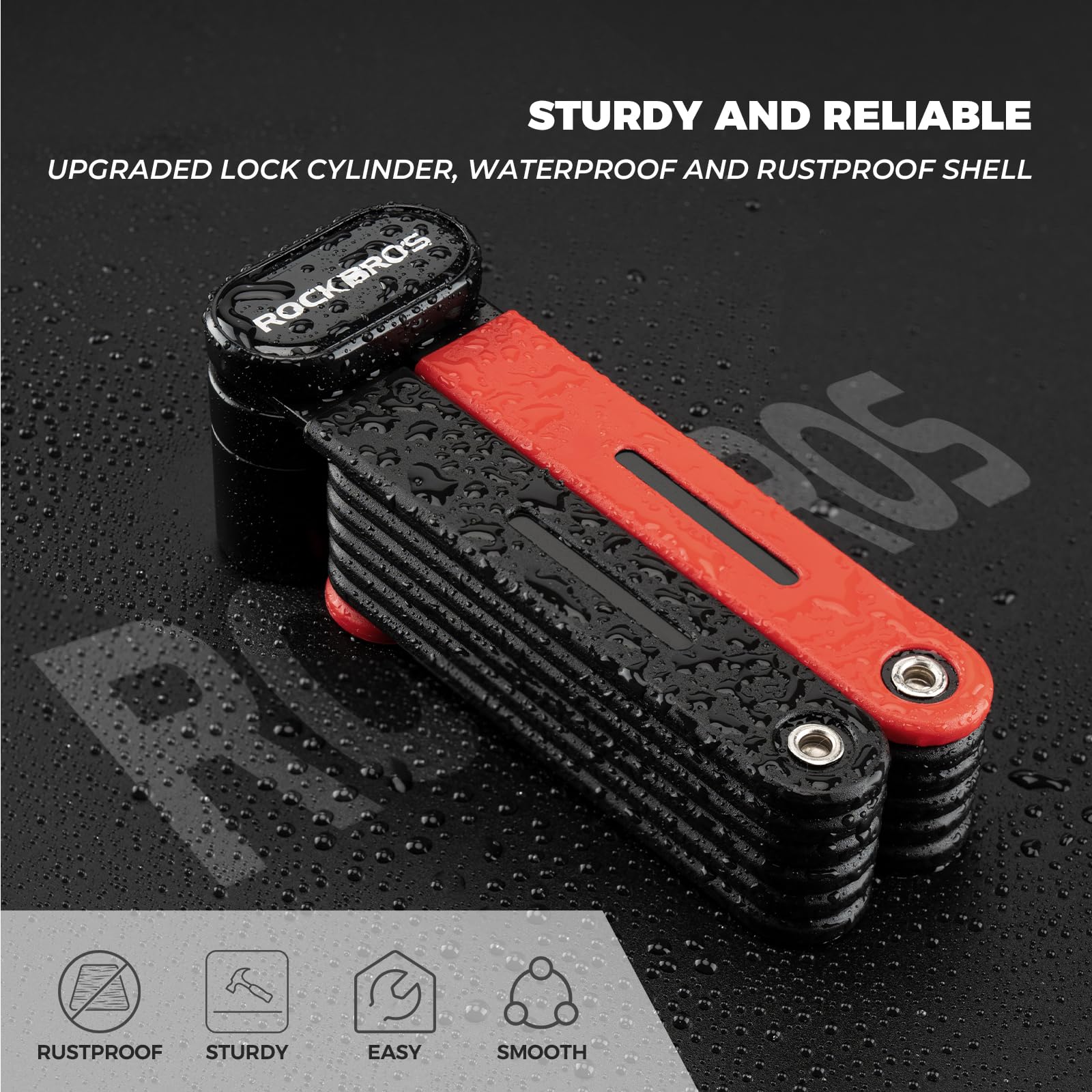ROCKBROS Lucchetto Pieghevole Bici 120 cm, Lucchetto Bicicletta Antifurto, Lucchetto Portatile con Supporto, Alta Sicurezza E Durevole per Bici Monopattino
