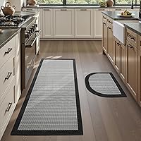 Vista 11 de PADOOR Juego de 2 alfombras de cocina antideslizantes, alfombras extragrandes de 2.5 x 6 pies + 20 x 32 pulgadas para suelo de cocina