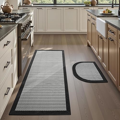 Miniatura 11 de PADOOR Juego de 2 alfombras de cocina antideslizantes, alfombras extragrandes de 2.5 x 6 pies + 20 x 32 pulgadas para suelo de cocina