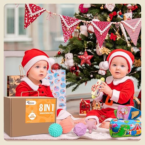 Miniatura 6 de Juguetes Montessori para bebés de 6 a 12 meses, 1 año de edad, 8 en 1 juguete sensorial para bebés de 12 a 18 meses, juguetes educativos de madera