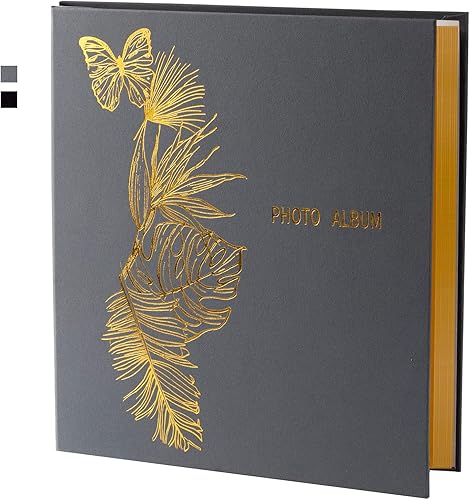 Álbum de fotos autoadhesivas, grandes álbumes de fotos autoadhesivos con cubierta de lino estampado de lámina dorada, capacidad para fotos de 3 x 5, disponible en Yaxa Venezuela