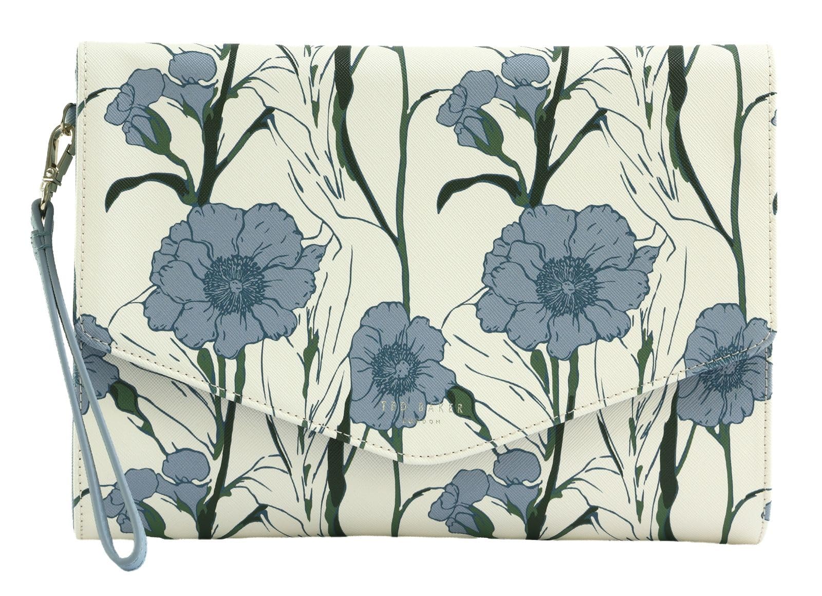 Ted Baker bolso de mano Tomoso Floral Print Pouch LT-Blue blanco