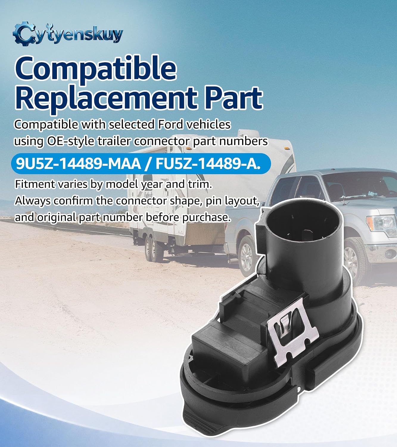 9U5Z-14489-MAA Trailer Brake Harness for Towing 7-Pin Round / 4-Pin Flat Plug Connector Compatible with 2009-2023 Ford F150 F250 F350 Trailer,Trailer Tow Hitch Wire Harness Socket Plug