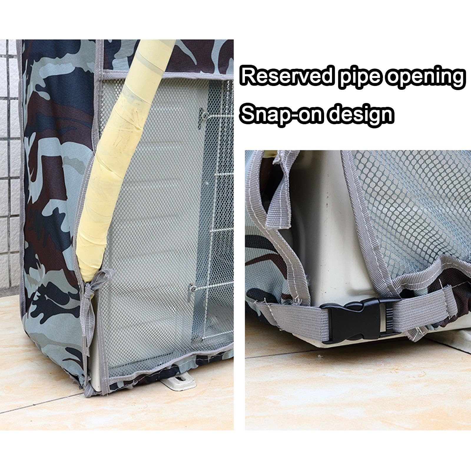 Protector Aire Acondicionado, Funda para Aire Acondicionado, Unidad Exterior Grande de Doble capa con dos Ventilaciones(Gray,92x125x35cm/36x49x13in)