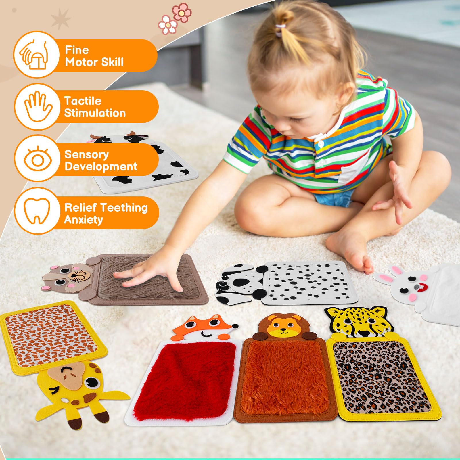 Tapis Sensoriel Enfant Autiste 8 Pièces Jouets Sensoriels Tactiles Dalles de Sol