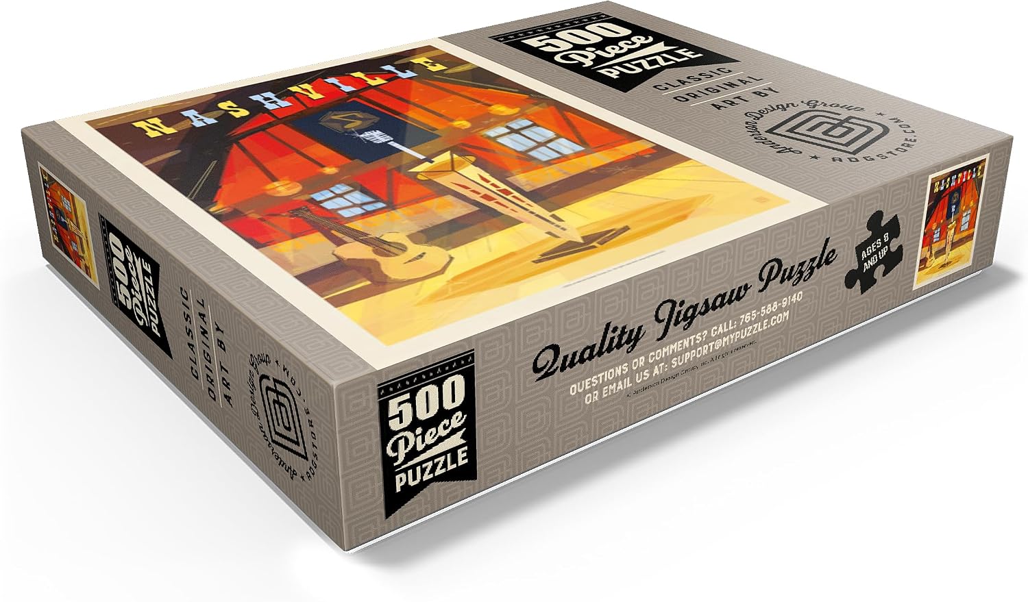 MyPuzzle Nashville, TN: Grand Ole Opry (Mod Design), Vintage Poster - Premium 500 Piece Jigsaw Puzzle for Adults