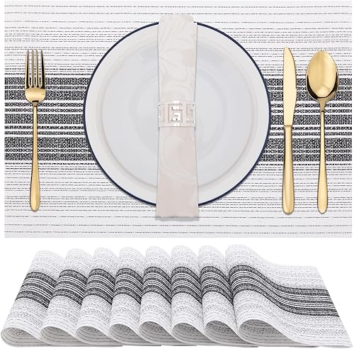 Winknowl Juego de 8 manteles individuales, resistentes al calor, resistentes a las manchas, de vinilo, aislantes, duraderos, lavables, elegantes disponible en Yaxa Peru