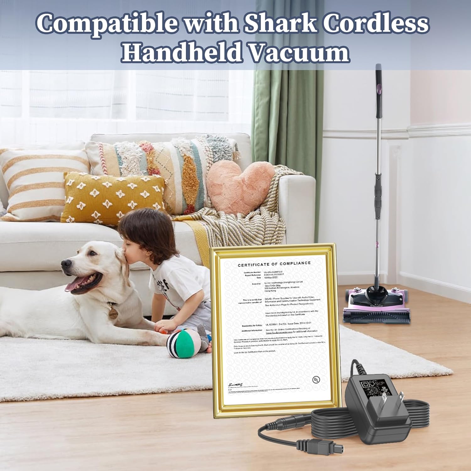 Charger for Shark UV617 V1950 1078FK V1720 V1729 Sweeper Power Cord for Euro-Pro V1730I V1828 V1725Q V1730 UV615 Vacuum Replacement AC DC Adapter Adaptor Supply