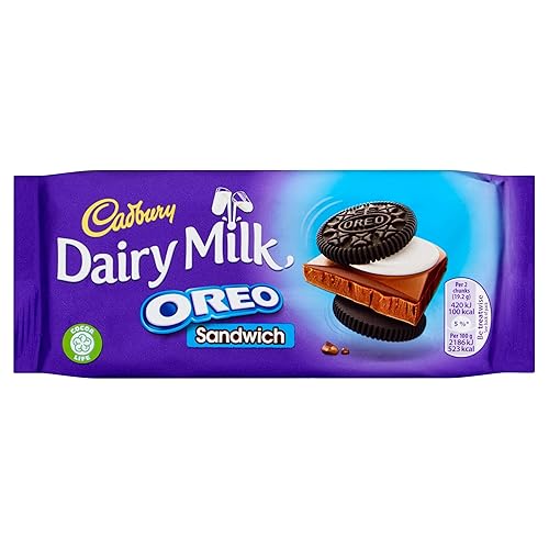 Cadbury Leche Lechera Oreo Sandwich Barra de Chocolate, 3.39 oz