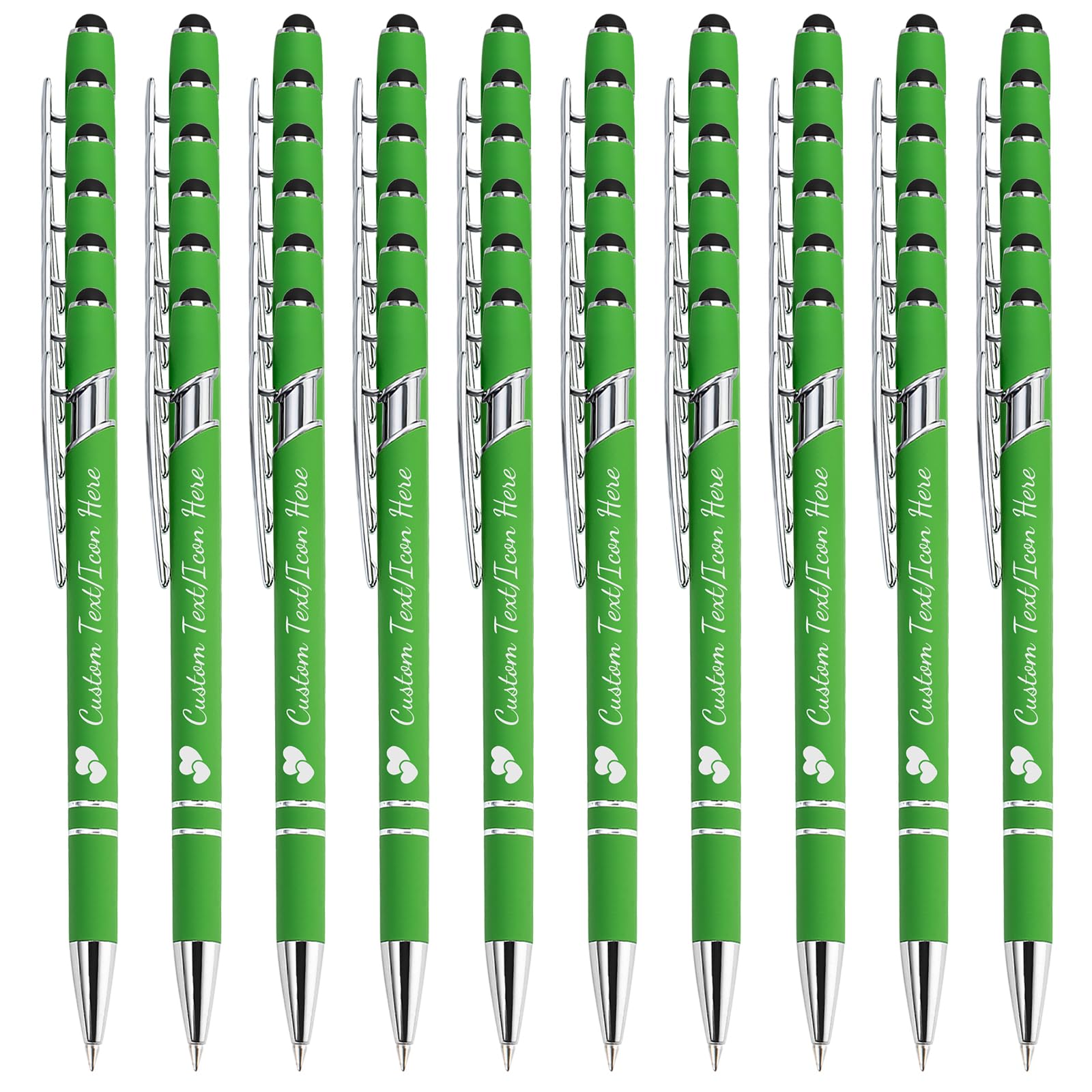 YoLLiEE Personalised Pens with Name Bulk Custom Black Ink Pens with Stylus Customised Engraved Ballpoint Pens with Logo Business Smooth Writing Medium Point Pen