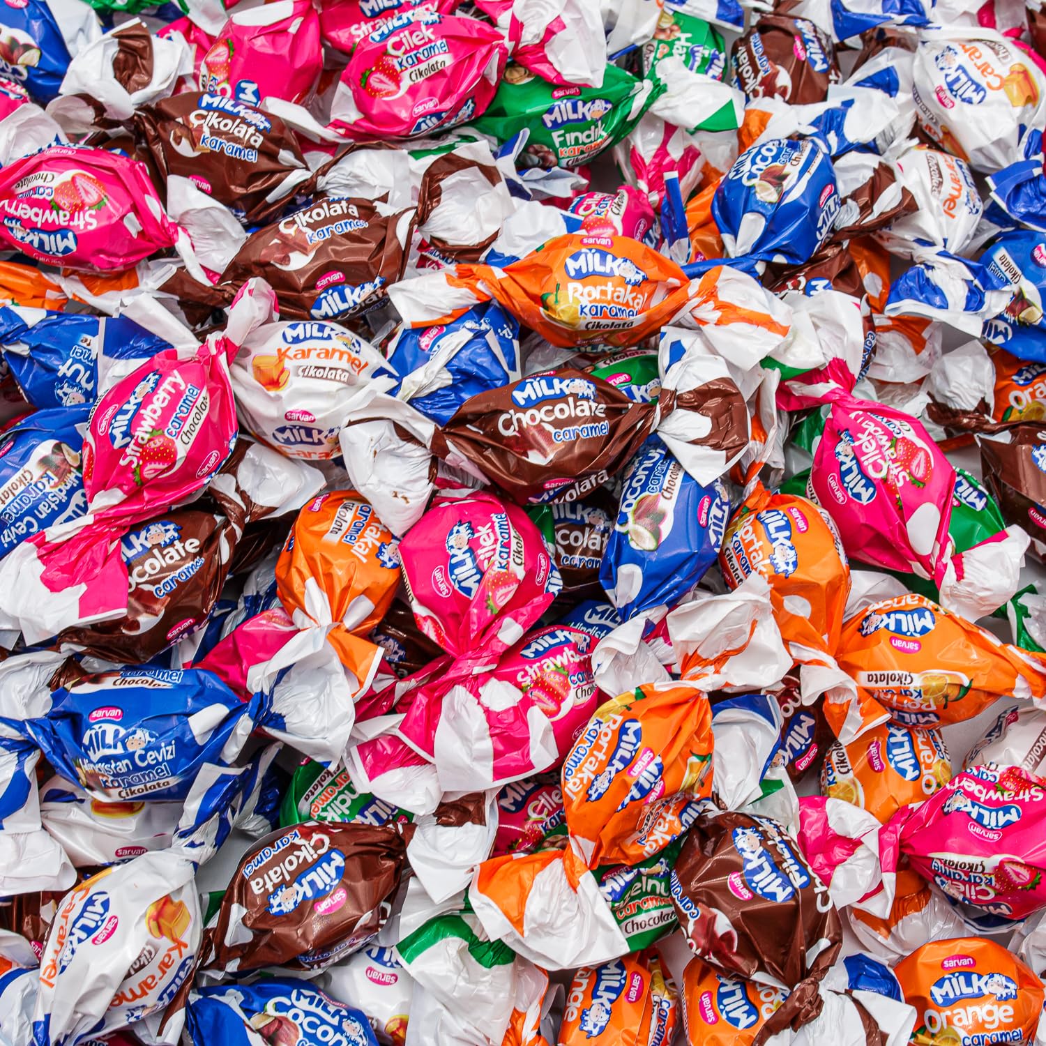 Turkish Soft Caramel Filled with Cocoa Cream – 5 lb, Individually Wrapped, Assorted Chewy Fruit Candy (6 Flavors), Bulk Resealable Bag
