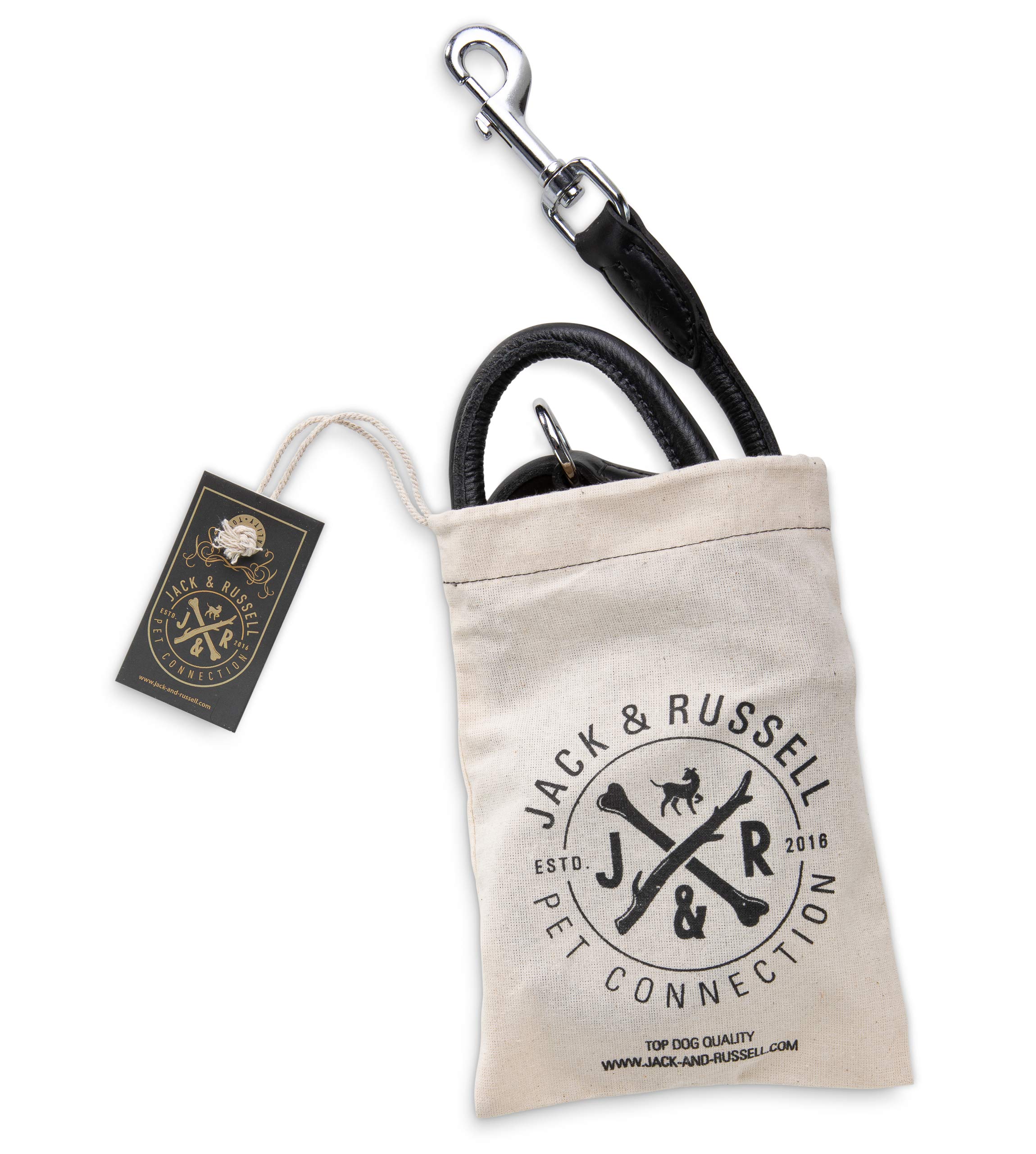 Guinzaglio In Pelle Premium Jack & Russell Dexter 2m - 3 In 1 Con Moschettone Ottone Per Cani - Foto 2