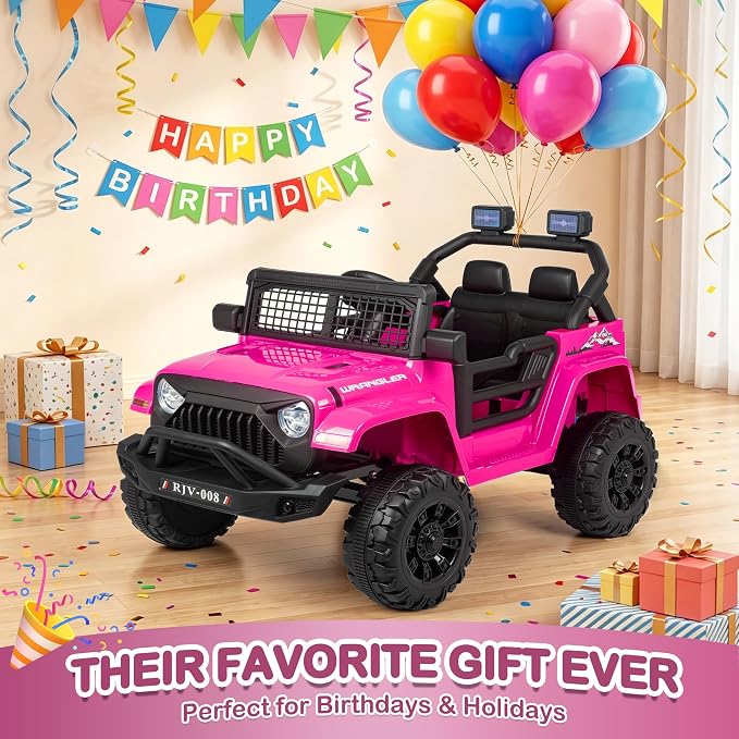 Camioneta Jeep Eléctrica para Niños 12V con Control Remoto Rosa miniatura 9
