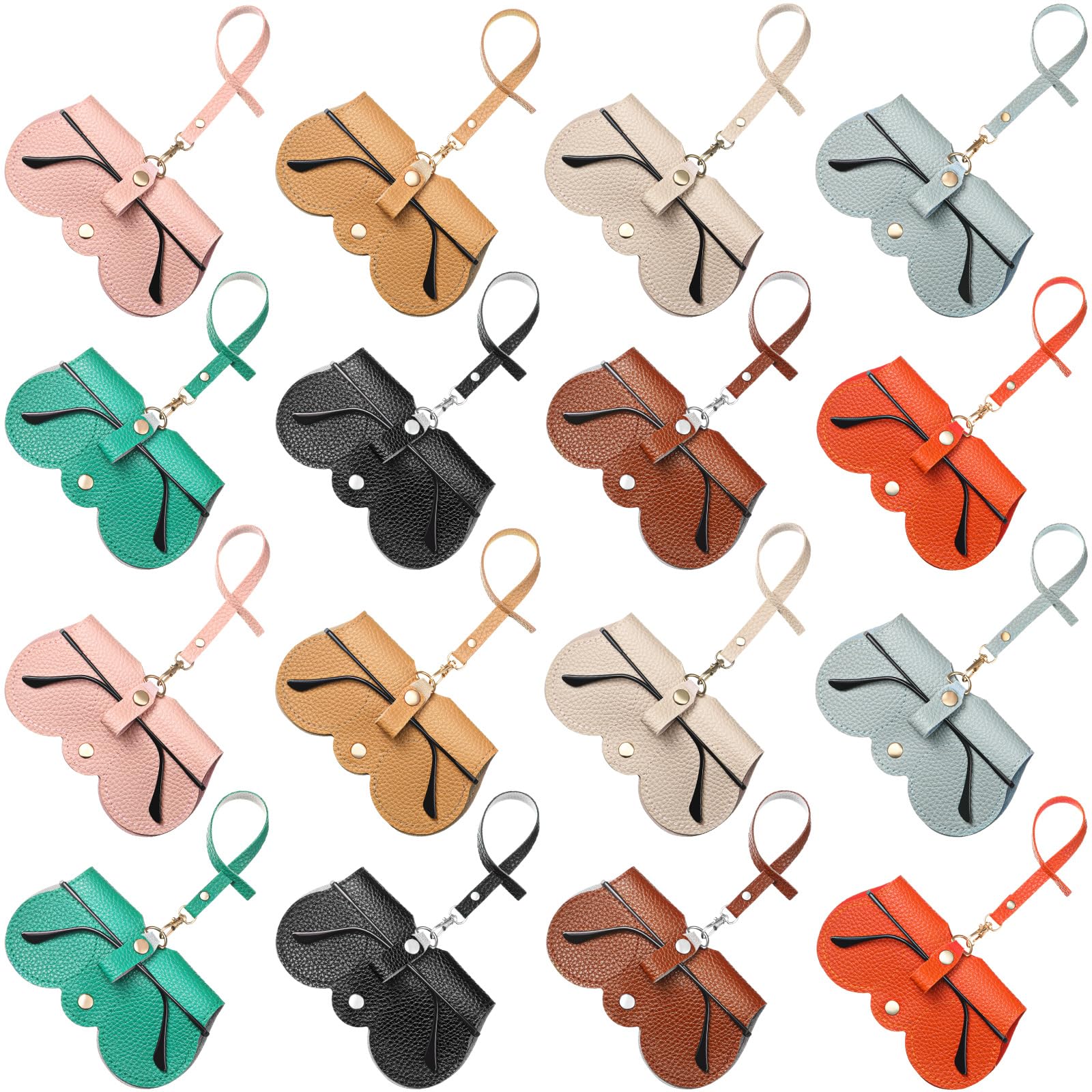 Tellegloww 8 Pcs Soft Leather Sunglasses Bag Sunglass Holder for Purse Portable Glasses Case with Strap for Women Men