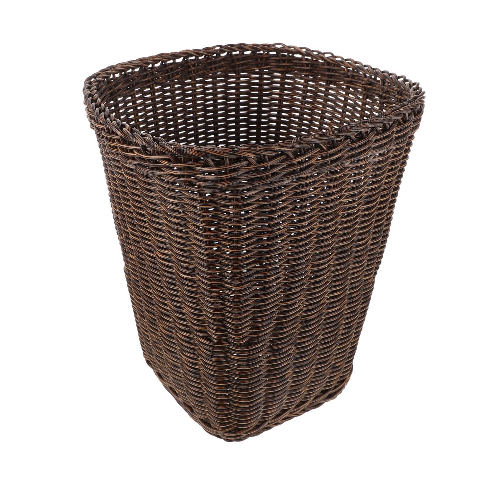 DECHOUS Cestino per Rifiuti da Scrivania in Rattan Sintetico, Cestino Piccolo Vintage per Carta Straccia, Contenitore per Rifiuti da Ufficio e Casa Design Compatto e Facile da Pulire