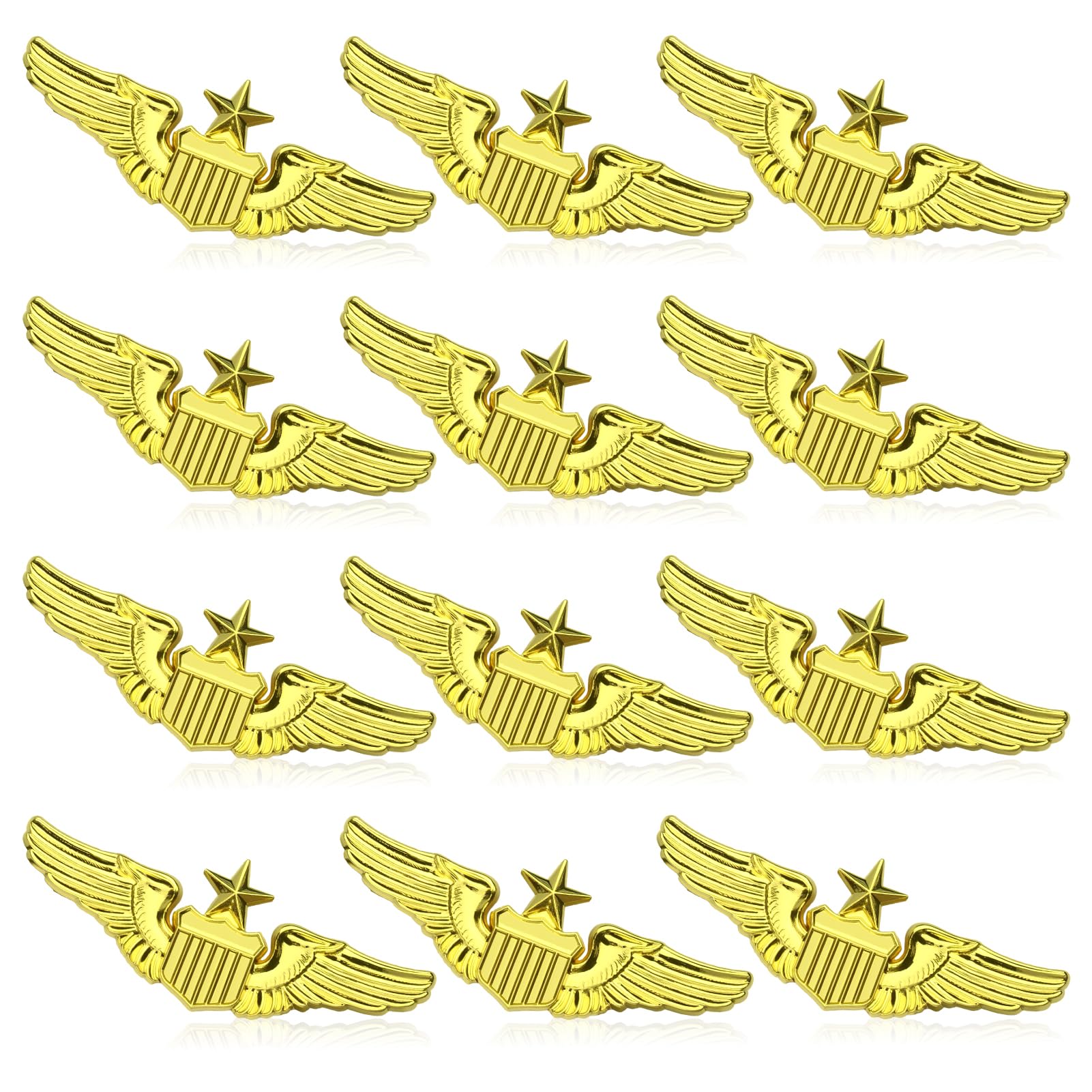 Airplane Pin,Pilot Wings Pin,Gold Air Force Senior Pilot Wing Badge,Pilot Costume Lapel Pins,Metal Aviator Pins for Hat Shirt Uniform Costume,Gift for