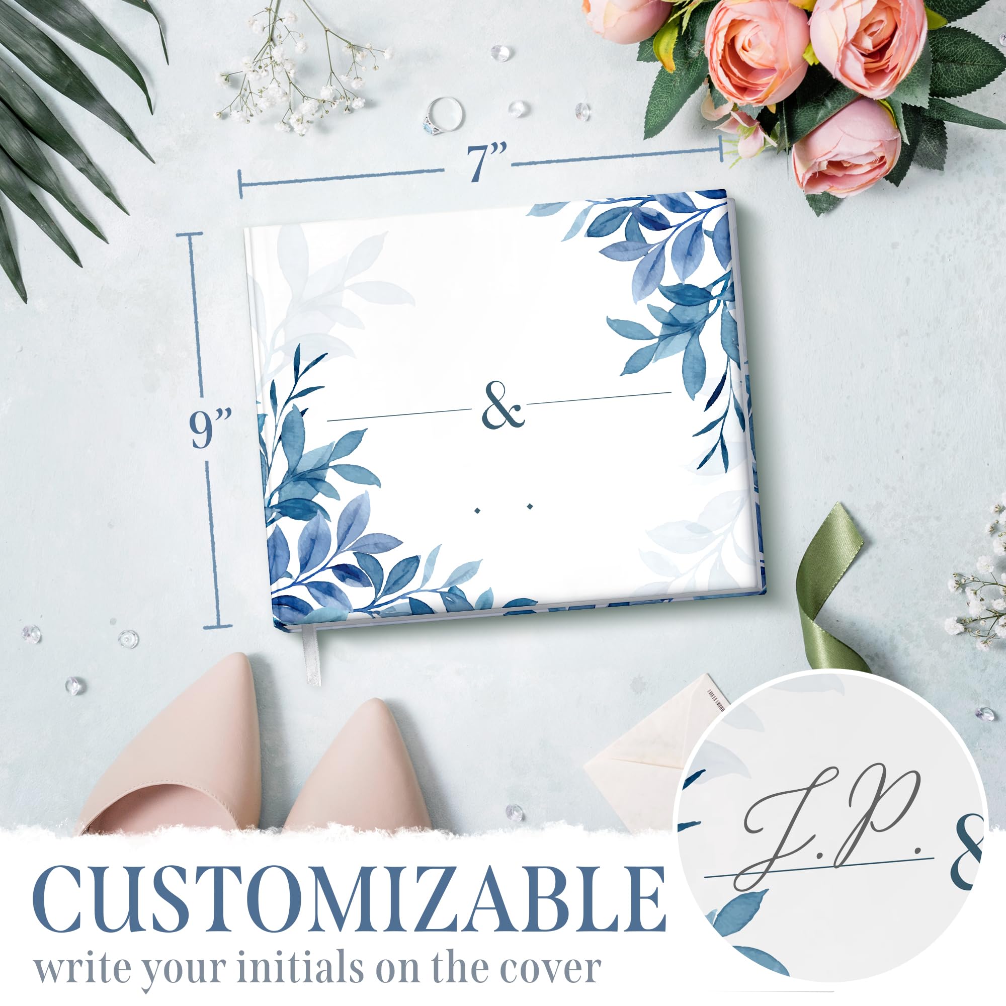 DYKO Brands New, Wedding Guest Book, Elegant, Guest Book, to Remember This Special Day, Wedding Signs, 7x9inch, 50 Sheets with Lines, Reception Books,Guest Book, Blue