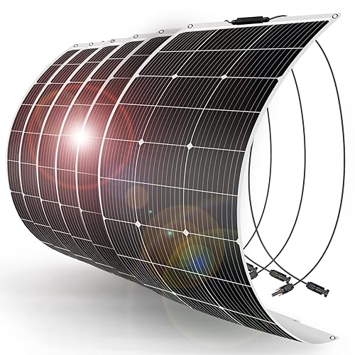 DOKIO 600W (6×100W) Flexible Solar Panels 18V 9BB Monocrystalline for 12V Battery Charging, Semi-Flexible ETFE with MC4, Series or Parallel Expansion for RV Boat Van Camper Trailer Off-Grid Power - 600W