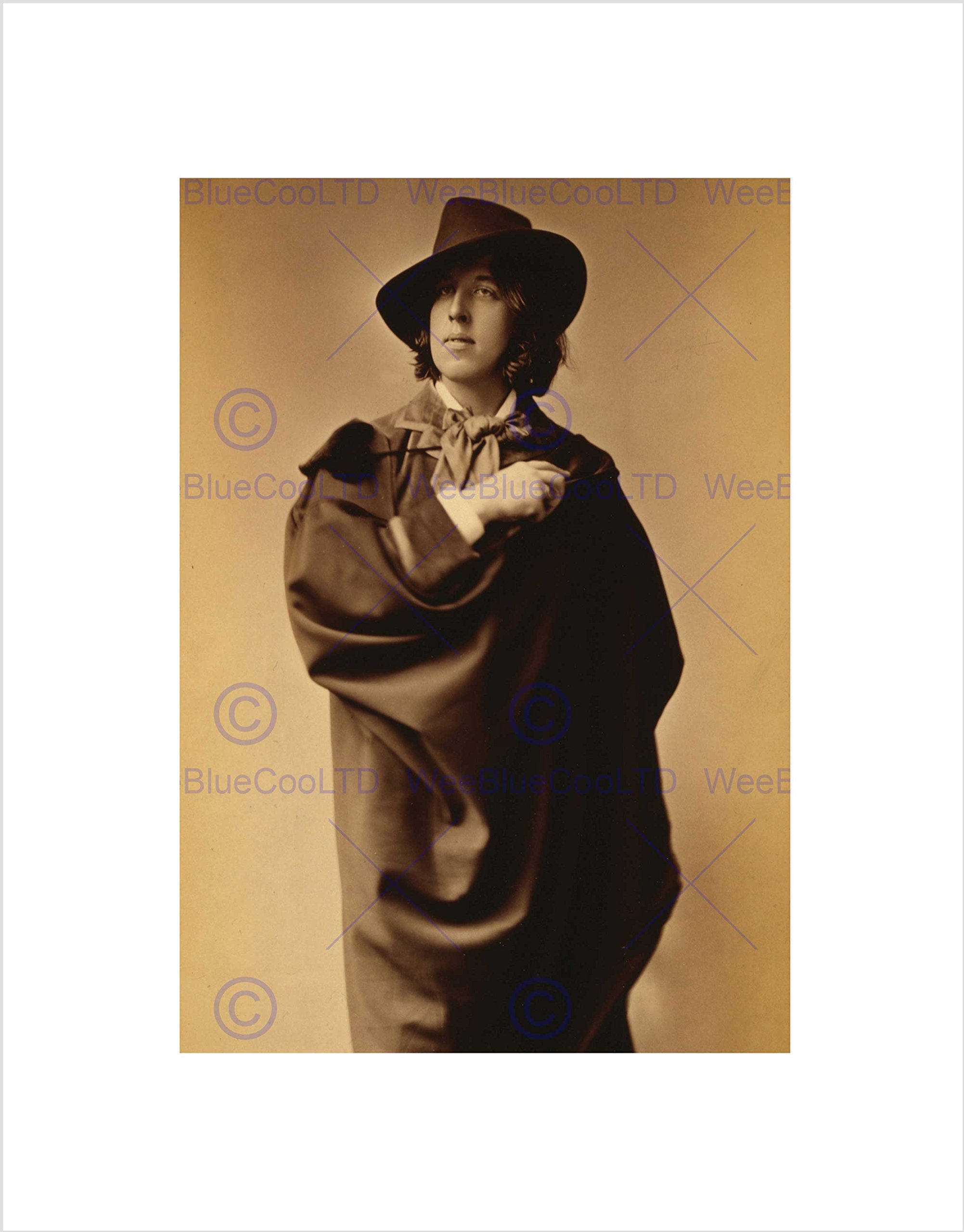 Wee Blue Coo VINTAGE PORTRAIT OSCAR WILDE PLAYWRIGHT POET IRISH LEGEND FRAMED PRINT B12X11823