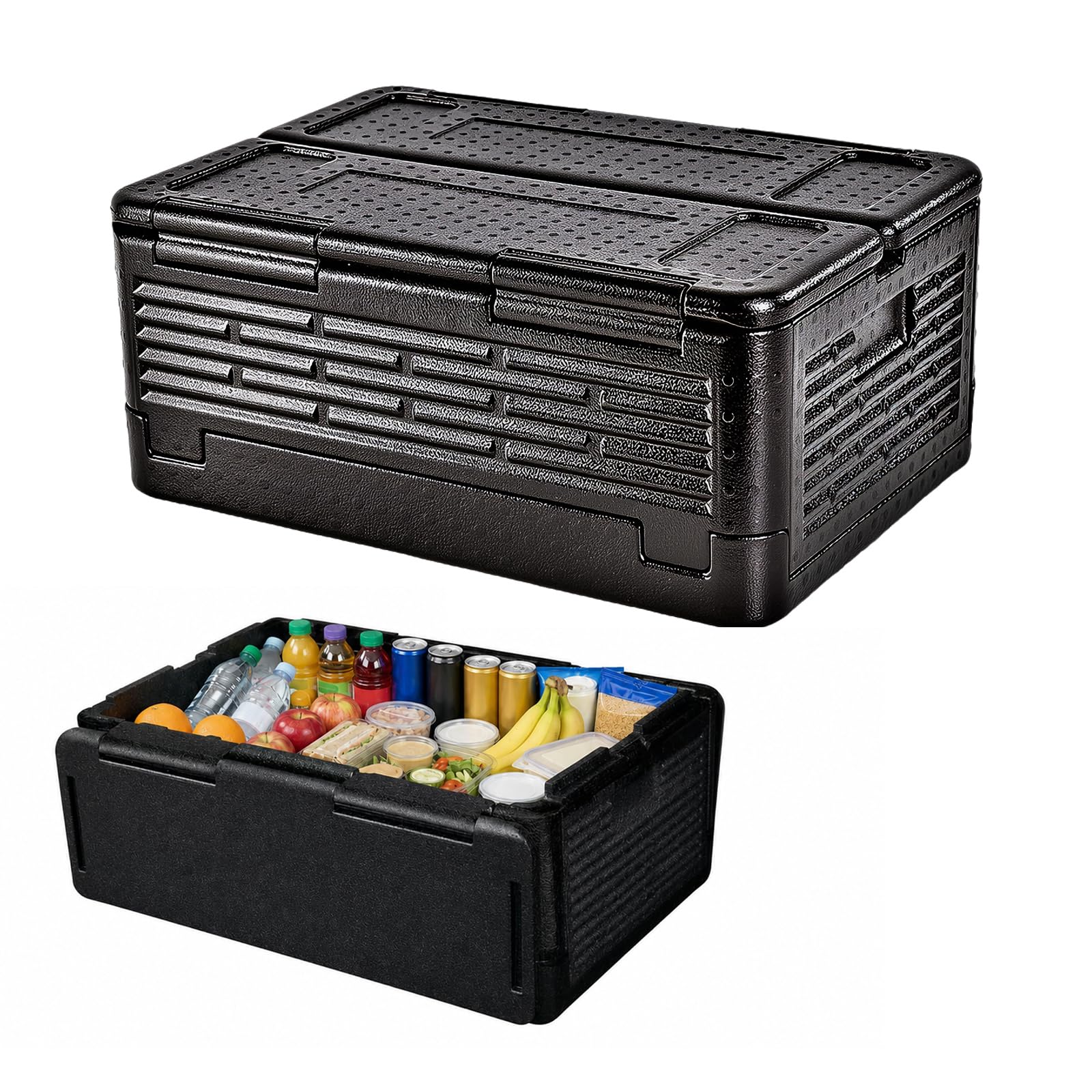 Caja de poliestireno plegable grande, caja térmica de poliestireno con tapa integrada, nevera multifuncional para camping, pícnics, transporte de alimentos
