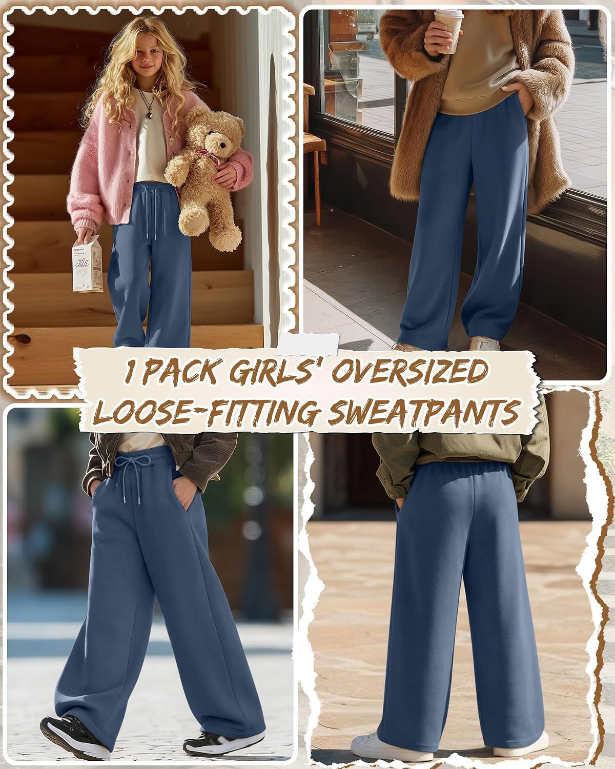 Girls Wide Leg Sweatpants Baggy Loose Pants image 4