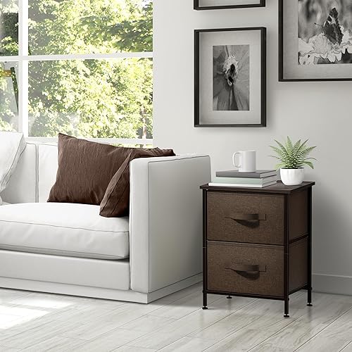 Vista 104 de Sorbus Cómoda de mesita de noche con 2 cajones de madera sintética, mesita de noche con almacenamiento para dormitorio, sala de estar, armario