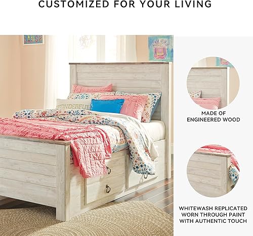 Miniatura 50 de Ashley Furniture Signature Design - Cabecero de panel completo Willowton – Estilo Contemporáneo – Tamaño Queen - Color Blanco.