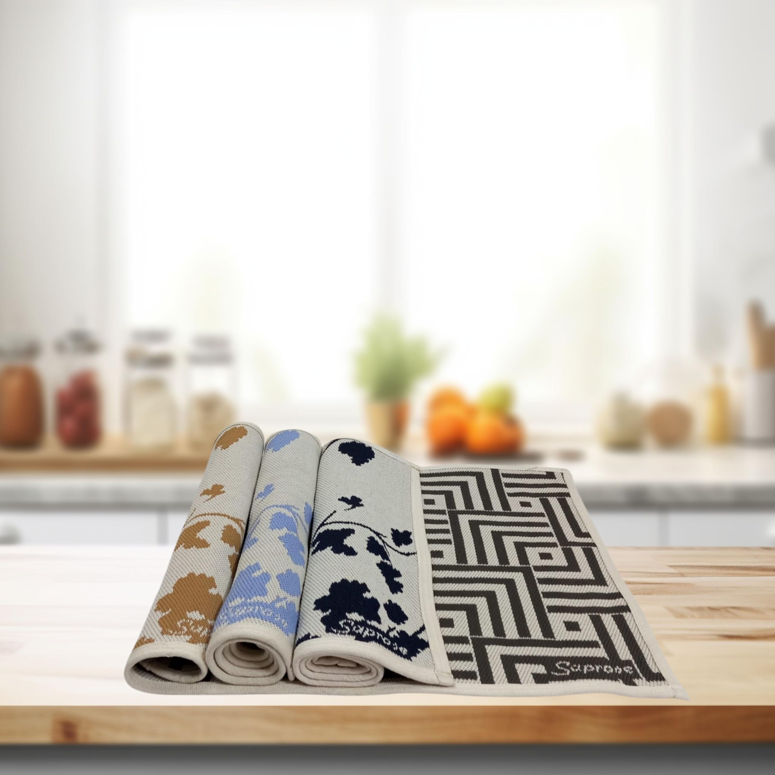 SAPROSE® Kitchen Slab Dish Drying Mat, High Absorbent Quick Drying Stain Resistant (D2-Beige, 50cm X 75cm) 1