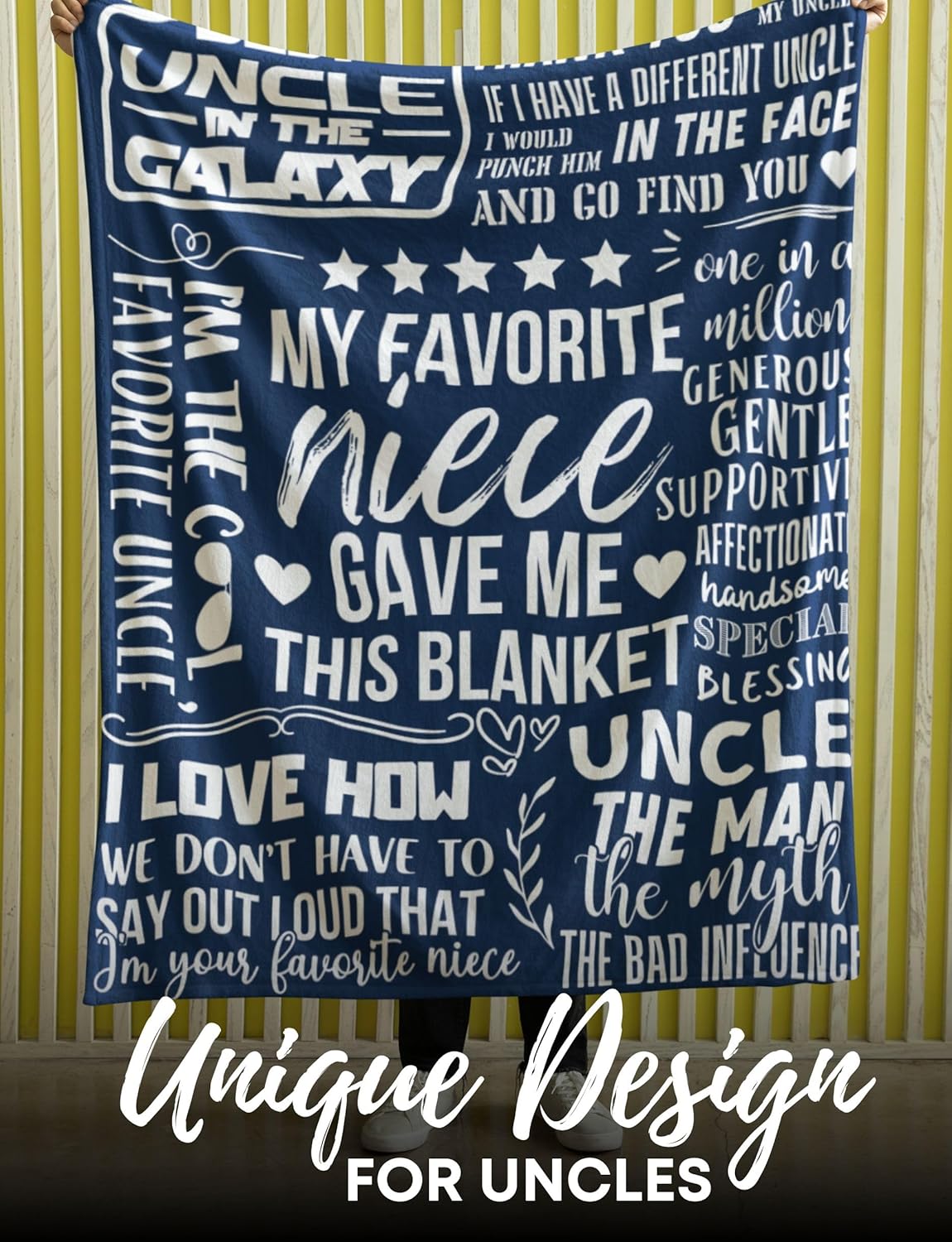 Uncle Gifts from Niece, Funny Uncle Gift Throws, Flannel Blanket for Birthday, Christmas, Blue, 50 x 65 inches - Image 2