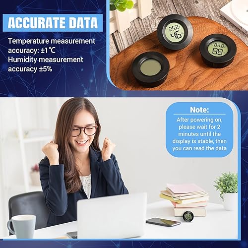 Miniatura 5 de Mini termómetro higrómetro electrónico digital medidor de humedad, monitor LCD, sensor de temperatura interior con Fahrenheit Celsius para frascos,