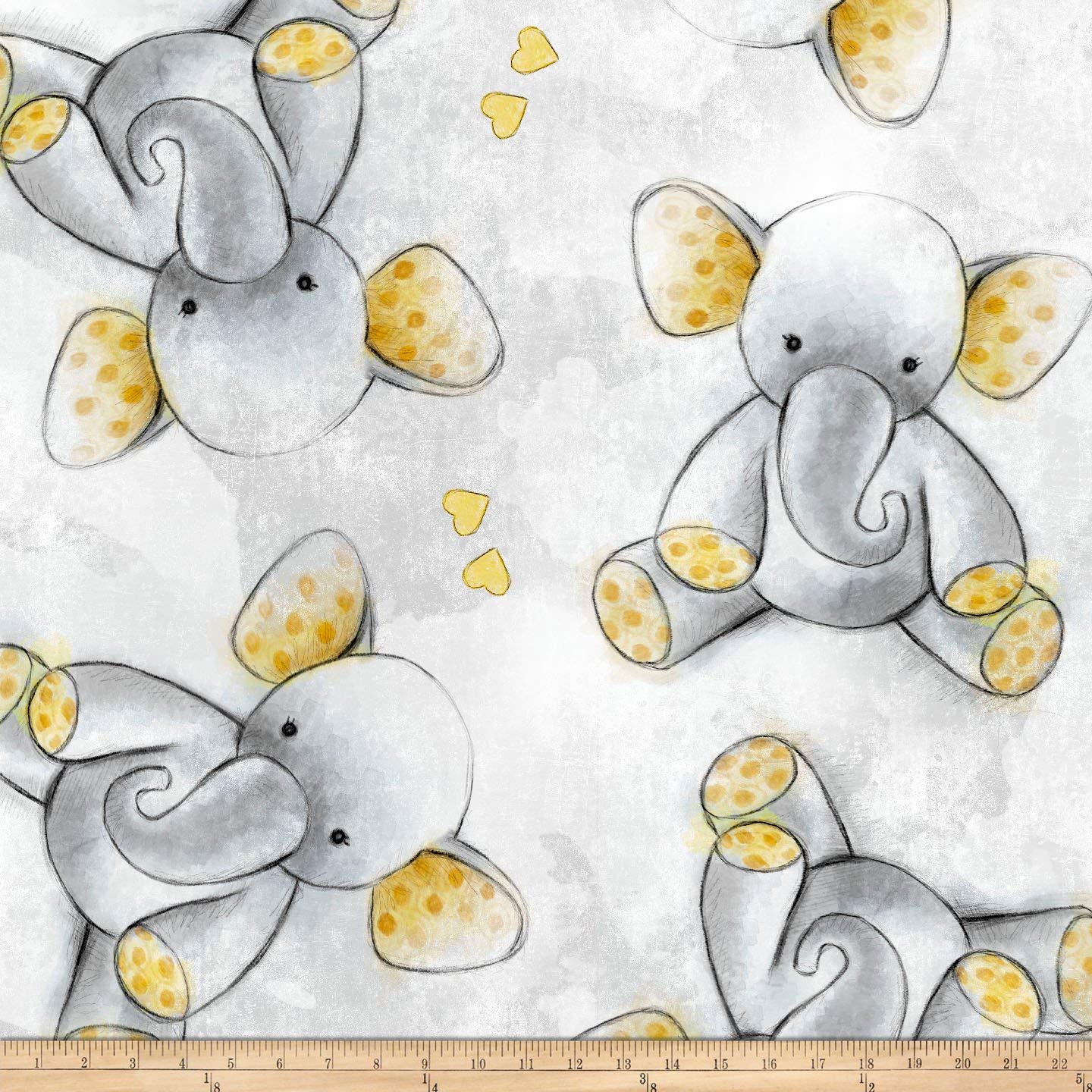 David Textiles Sleepytime Elephants Antipill Premium Fleece 60'' Grey Fabric