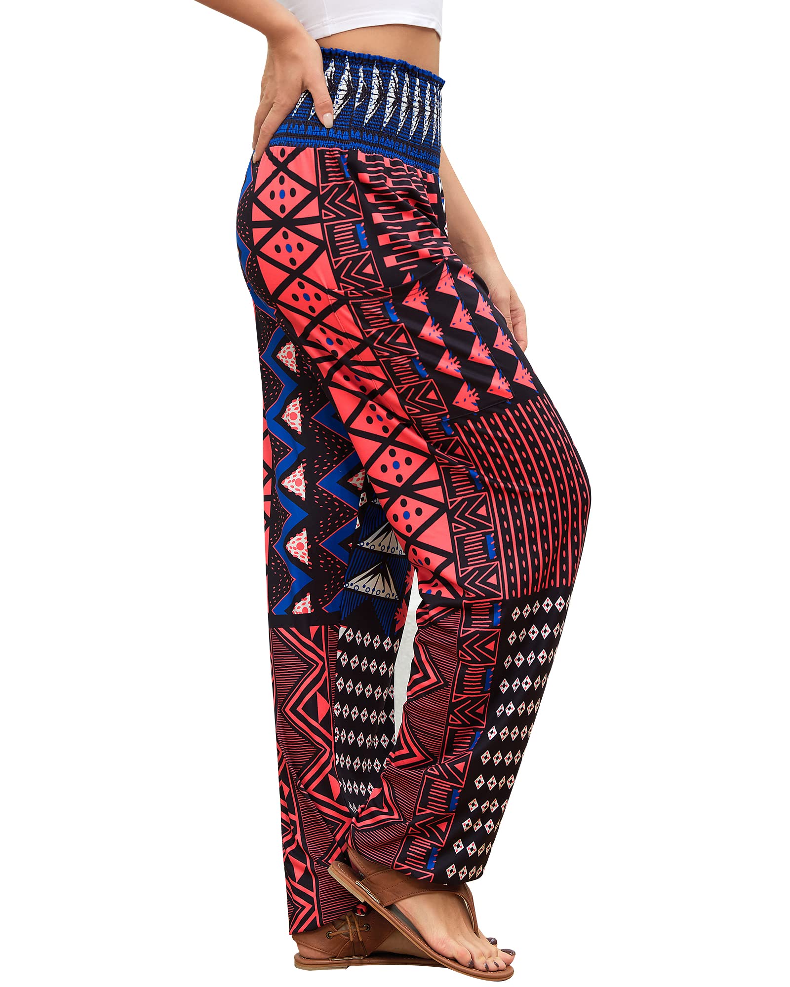 QIANXIZHAN Women's Harem Pants, High Waist Yoga Boho Trousers with Pockets