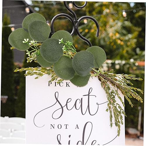 Miniatura 8 de VOSAREA 18 piezas de hojas de eucalipto simuladas, ramas de eucalipto falsas, ramas de eucalipto de plata sintética, tallos de corona verde, plantas