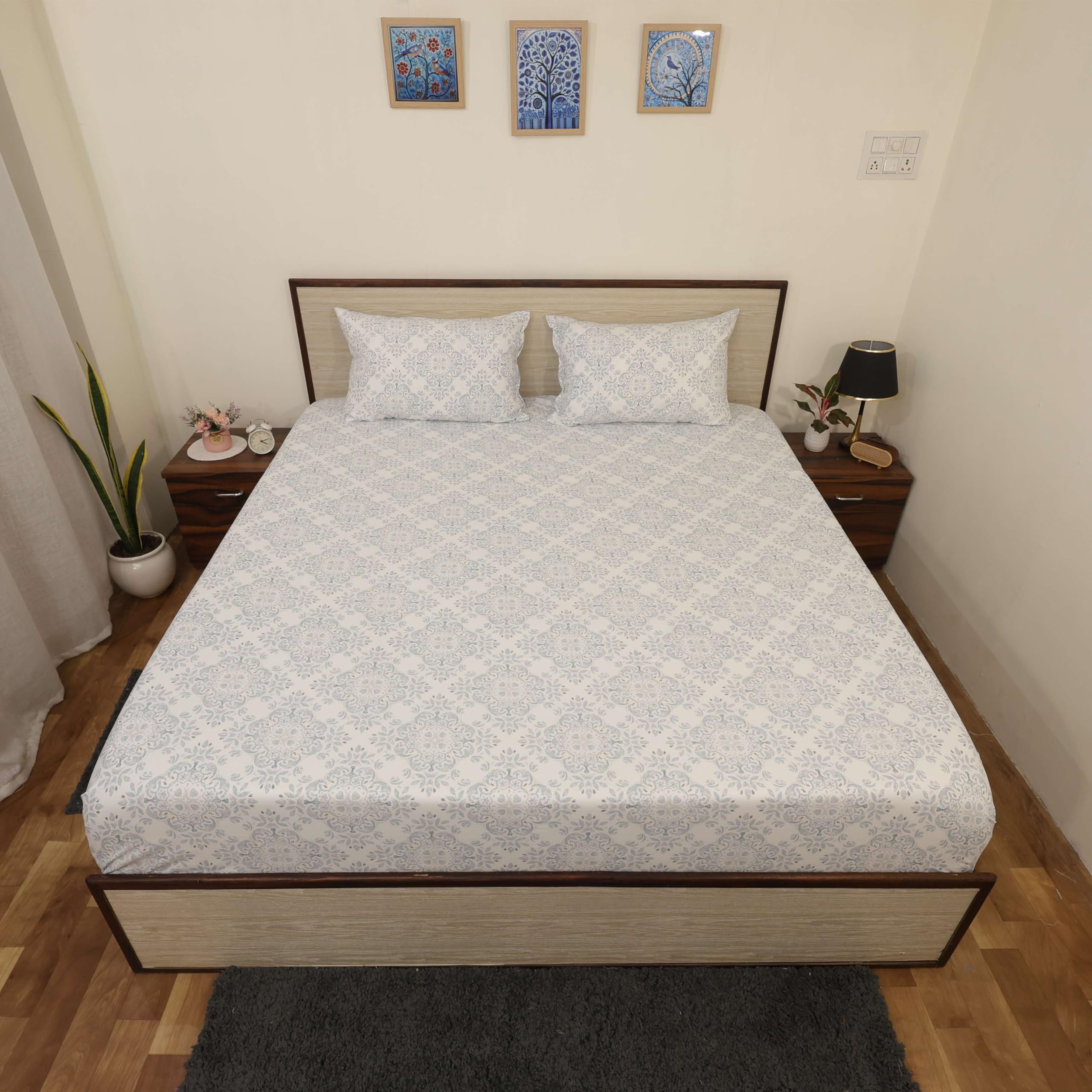 ARLinen Microfiber Bedsheet for King Bed with 2 Pillow Covers Breathable | Timeless & Elegant King Bed Sheet - Paisley Charm