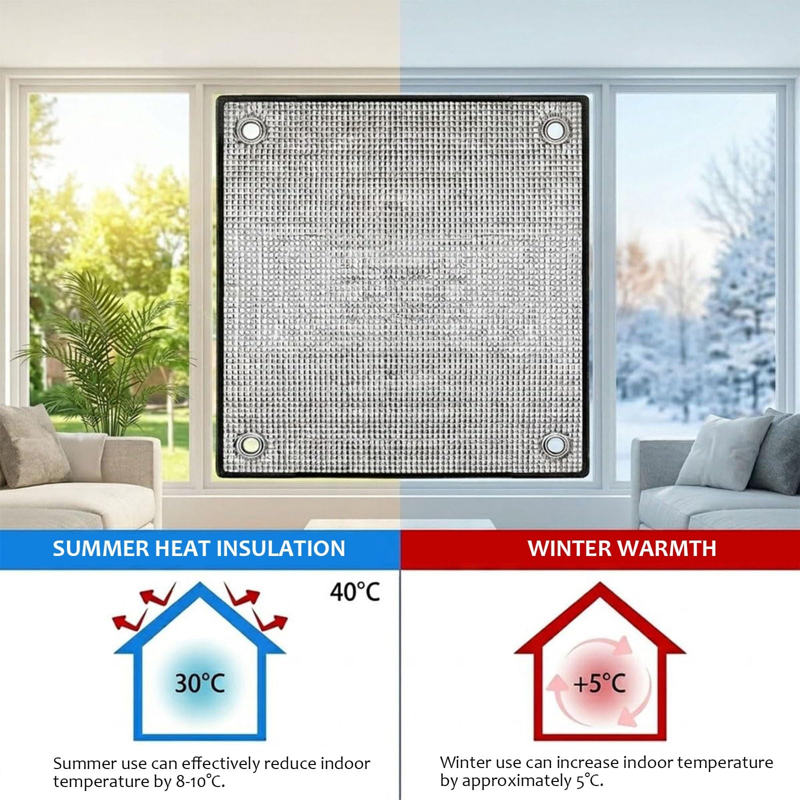 Hitzeschutzfolie Fenster Innen Mit Saugnäpfen, Doppelseitige Aluminiumfolie