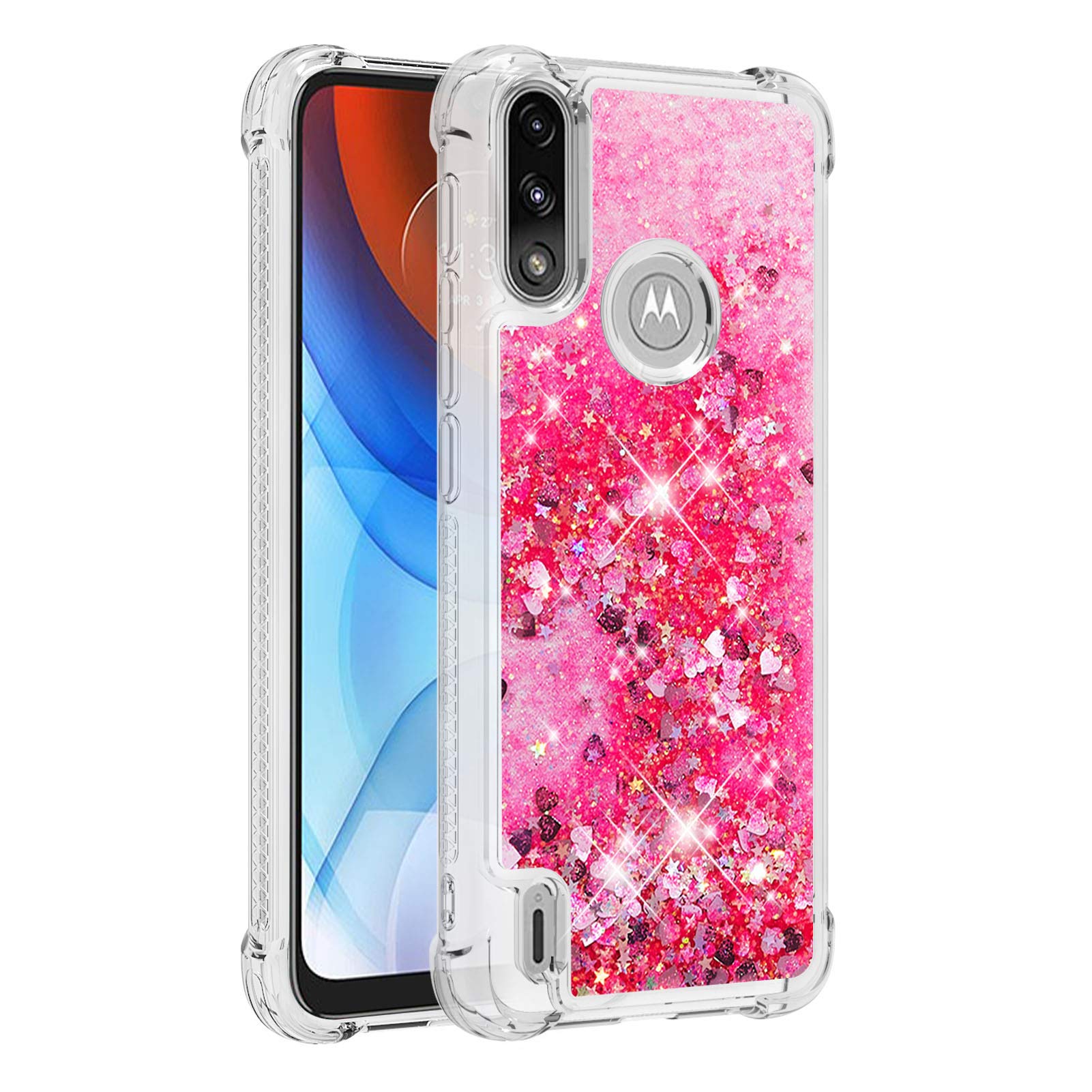Hkess Custodia Glitter Liquido Compatibile per Motorola Moto E7 Power, Brillantini Bling Quicksand Custodia(Pendenza), Sparkly TPU Silicone Protettivo Case Anti Graffio Antiurto Cellulare Cover