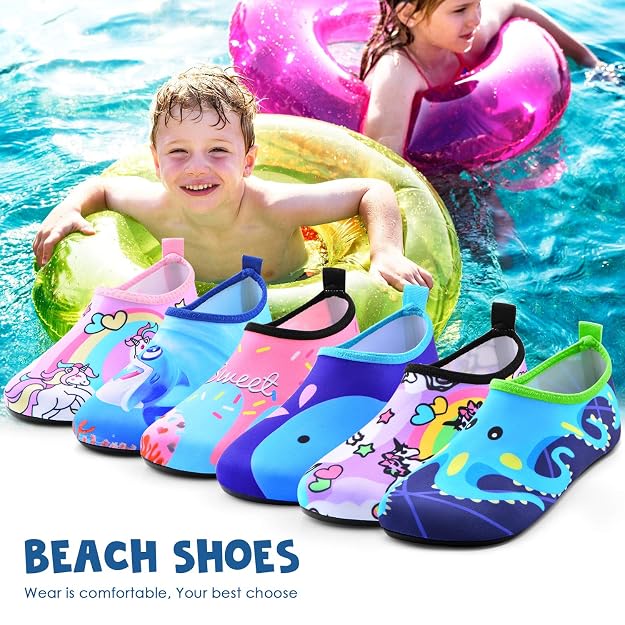 FEETCITY Unisex Kids Water Shoes - Lightweight Aqua Socks With Non-Slip Sole, Easy Hook & Loop Closure - View #11