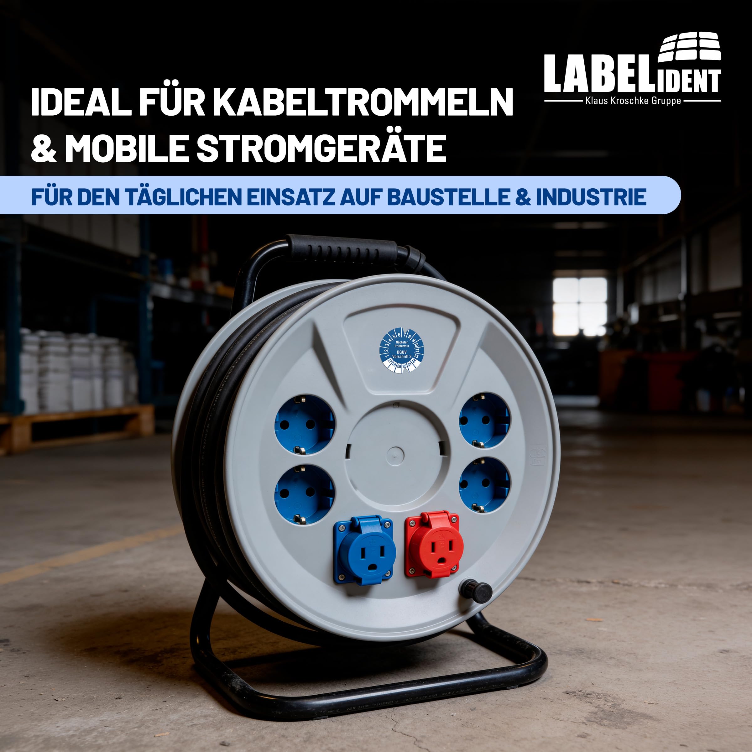 Labelident Prüfplaketten Nächster Prüftermin DGUV Vorschrift 3 - Ø 30 mm - 1.000 auf Rolle, 2027-2032, selbstklebend