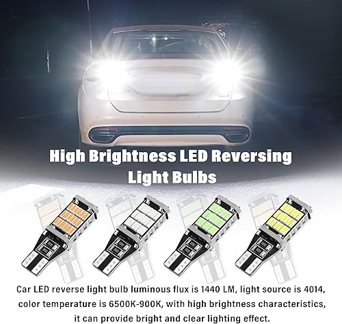 Miniatura 3 de 4 bombillas LED de marcha atrás para automóvil, bombilla LED T15 súper brillante con chipsets 45SMD-4014 sin errores para bombilla de freno y luces