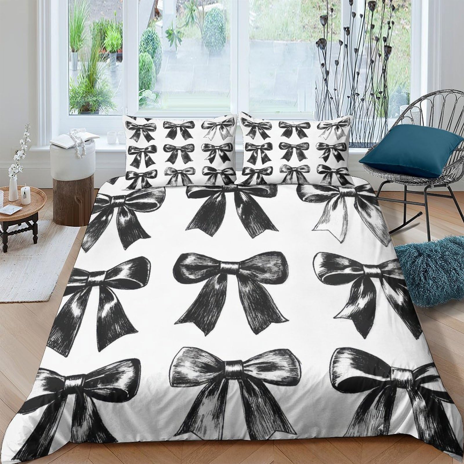 Ctjqhvkz Style-6 3D Printed Black Bow Fitted Sheet Microfiber Bedroom Decor Elegant Ribbon Bed Cover For Home Guest Room Dorm Single（135X200cm）