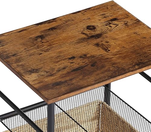 Miniatura 13 de VECELO Mesa consola industrial con 2 cestas de mimbre de almacenamiento, mesas de sofá estrechas rústicas para pasillo, sala de estar, pasillo,