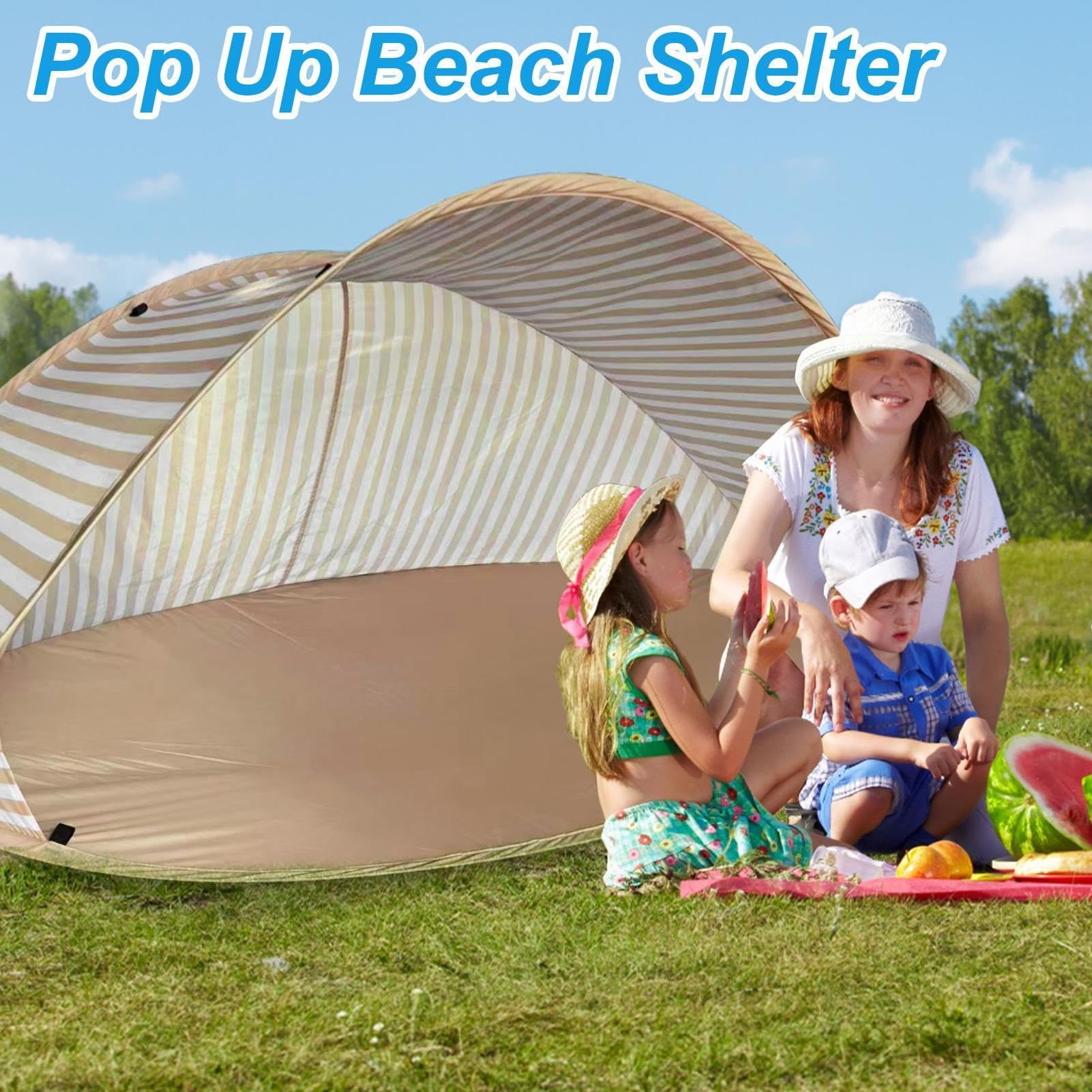 Tenda Da Campeggio Parasole Portatile Con Protezione Solare Raggi UV | Tenda Da Sole per Giardino, Picnic all'Aperto, Vacanze Estive, Viaggi, Escursionismo e Pesca