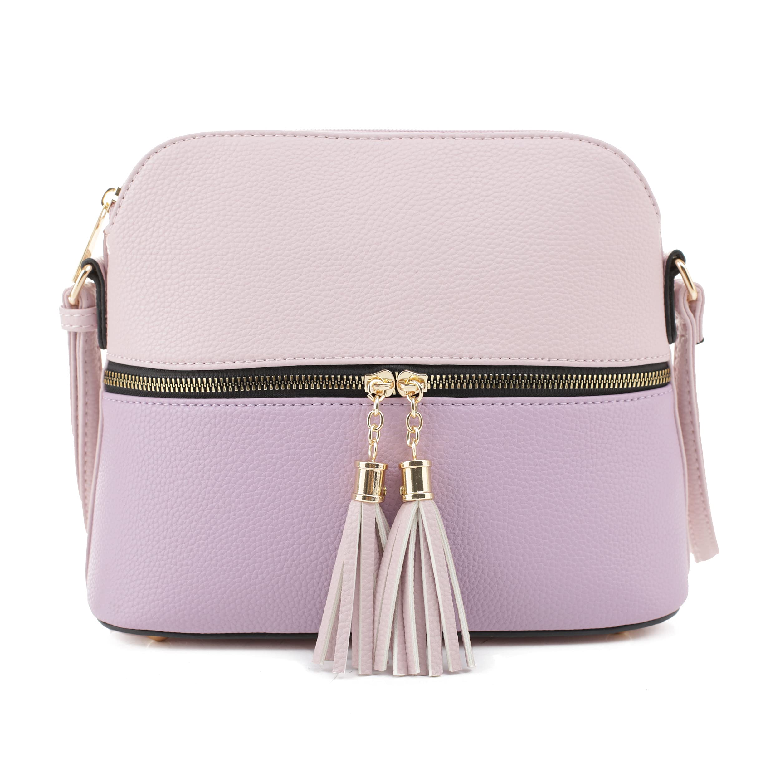 SG SUGU Lunar Lightweight Medium Dome Crossbody Bag Shoulder Bag with Tassel | Zipper Pocket | Adjustable Strap