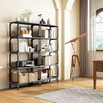 Zbet 5-Tier Industrial Vintage Bookshelf, 5-Shelf Bookcase