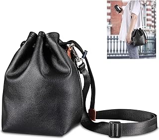 カメラポーチ 巾着 カメラバッグ レンズケース 軽量 一眼レフカメラ/デジタルカメラなどに適用 防水 黒 L