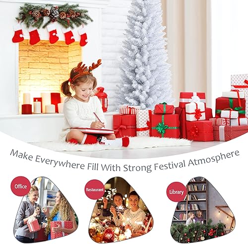 Miniatura 74 de Goplus - Árbol de Navidad artificial cónico de 6 pies, 340 puntas de rama, agujas de cloruro de polivinilo premium, delgado con soporte de metal