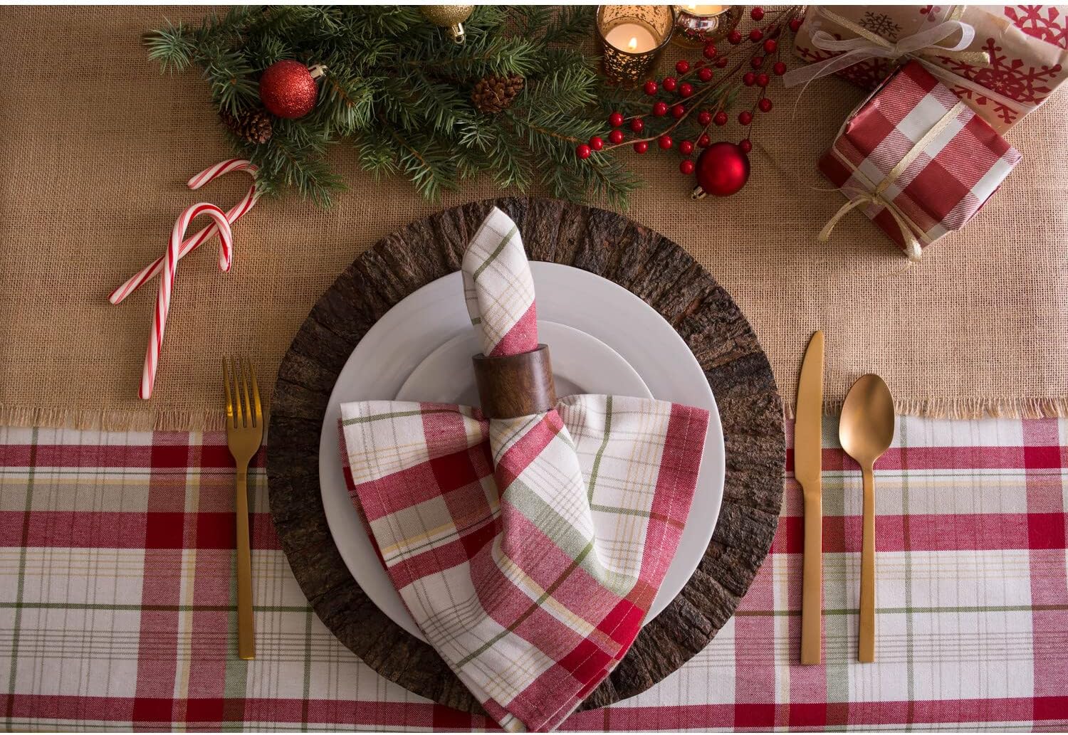 DII Basic Napkin Ring Collection, Decorative Rustic Farmhouse Style, Small Set, Wood Band, 4 Piece