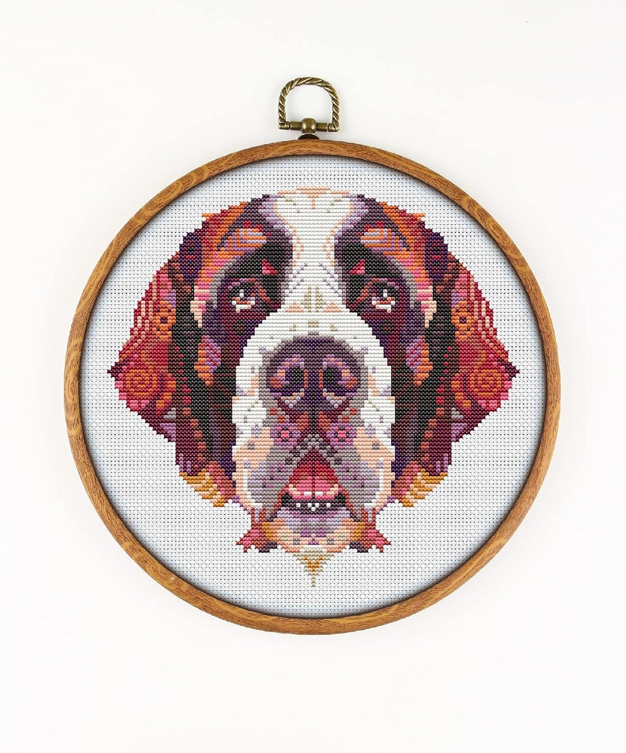 St. Bernard K758 Counted Cross Stitch KIT#3. Threads, Needles, Fabric, Embroidery Hoop and Printed Color Pattern Inside. Embroidery Pattern