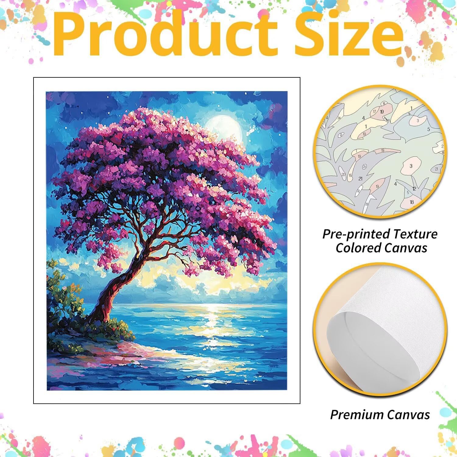 WEISHIWE Arbre lunaire Peinture Numero Adulte Kits, 60x80cm m-1122